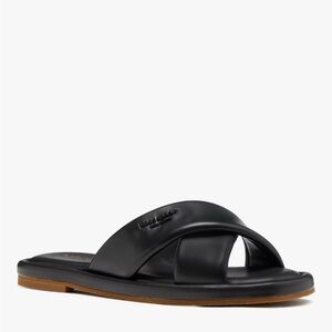 kate spade rio Black Leather Slide Sandals